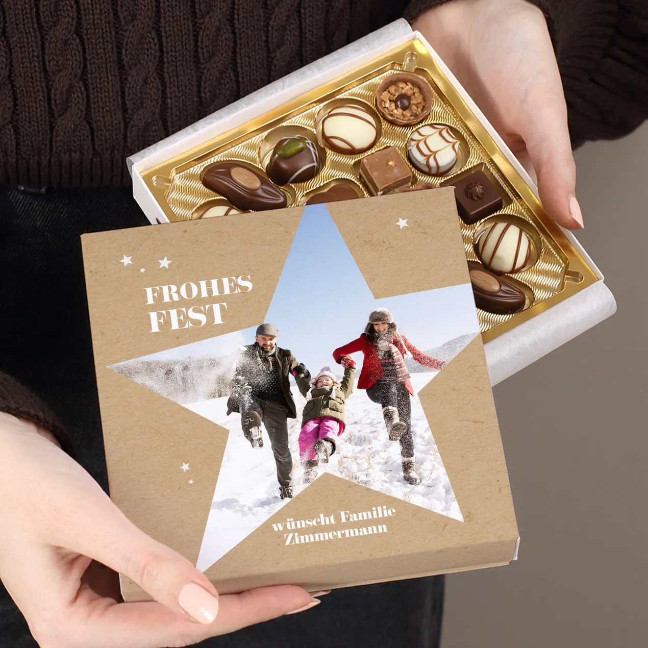 Lindt Pralinen 'Frohes Fest' personalisiert mit Foto & Wunschtext | Süßes Weihnachtsgeschenk