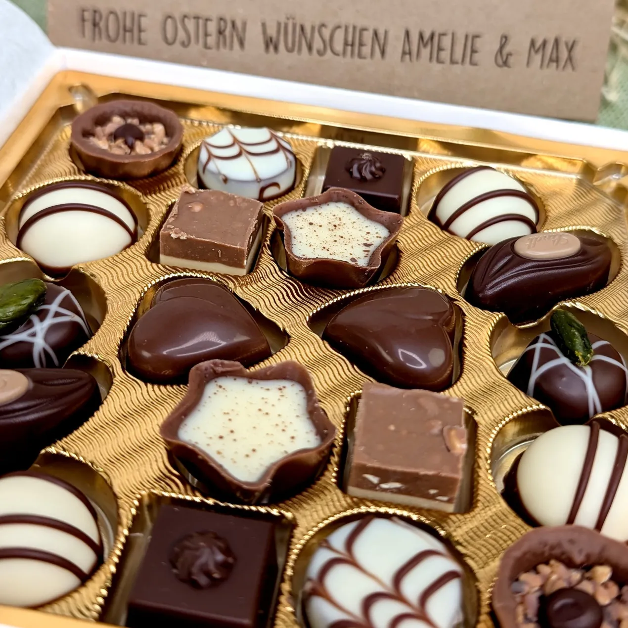 Lindt-Pralinen in niedlicher Hasen-Banderole