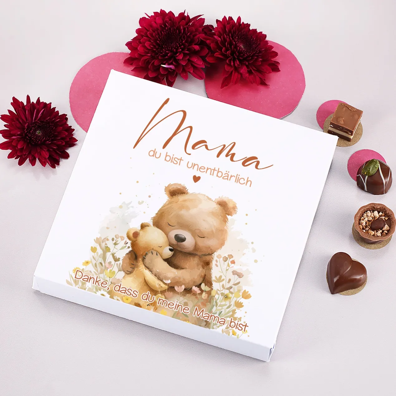 Lindt Pralinen 'Mama du bist unentbärlich' personalisiert mit Wunschtext | Geschenk zum Muttertag