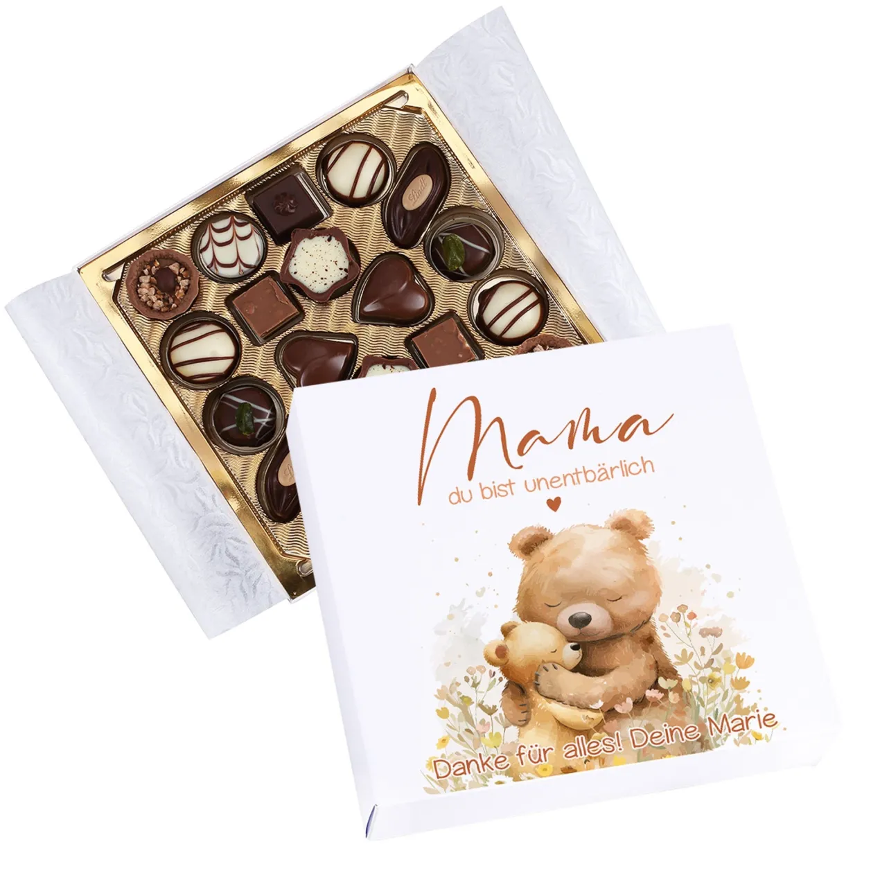 Lindt Pralinen 'Mama du bist unentbärlich' personalisiert mit Wunschtext | Geschenk zum Muttertag
