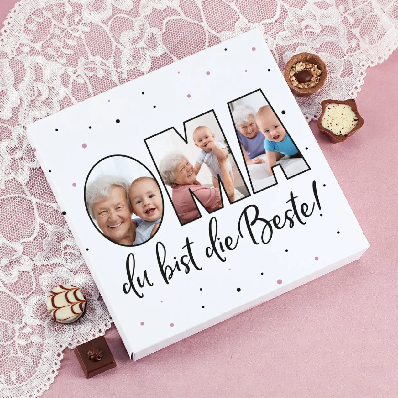 Lindt Pralinen mit 3 Fotos für die beste Oma