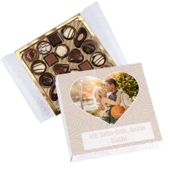 Lindt Pralinen mit Herzfoto-Motiv und Ihrem Wunschtext - individuell gestaltbar