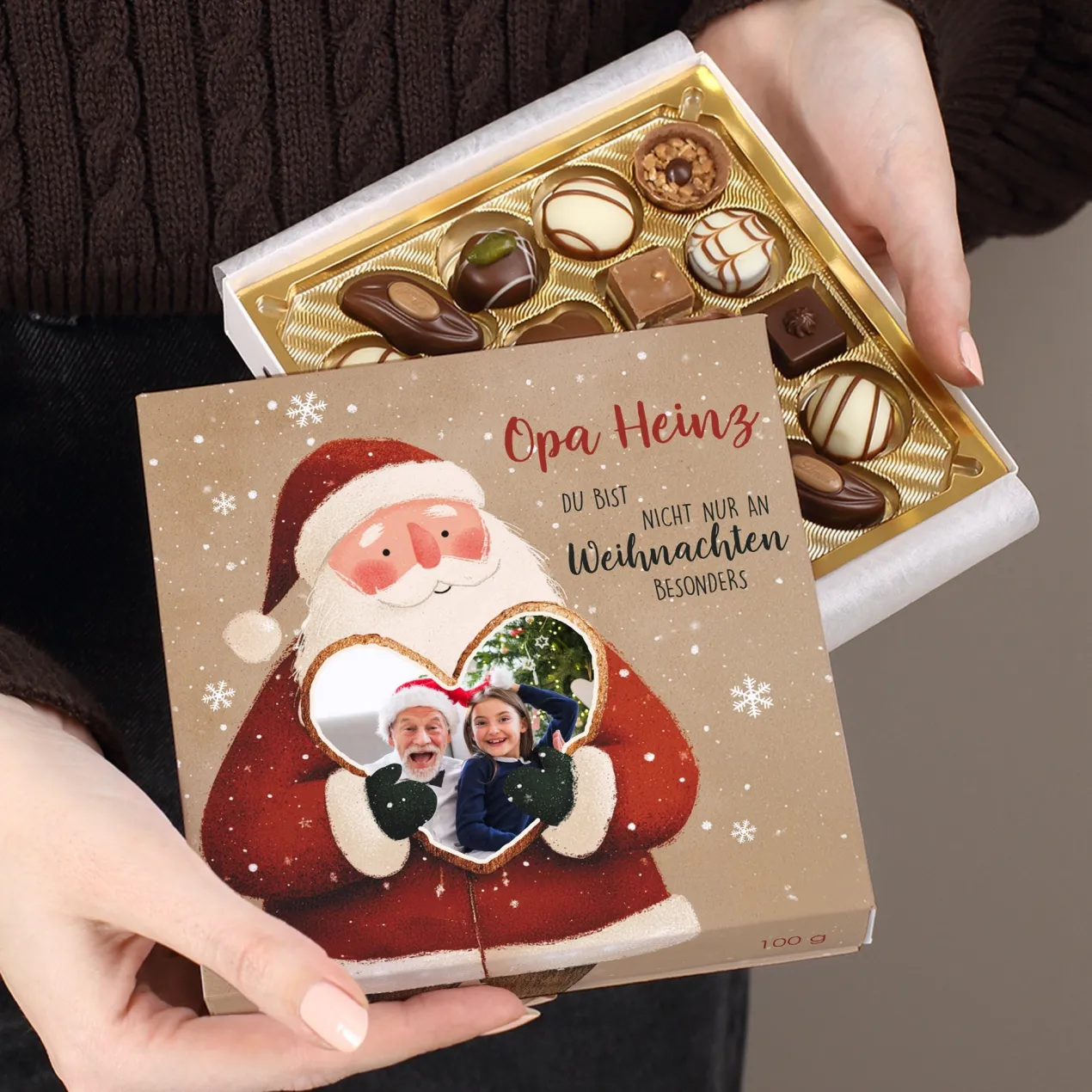 Lindt Pralinen mit Weihnachtsmann-Motiv personalisiert mit Foto & Name | Geschenk zu Weihnachten