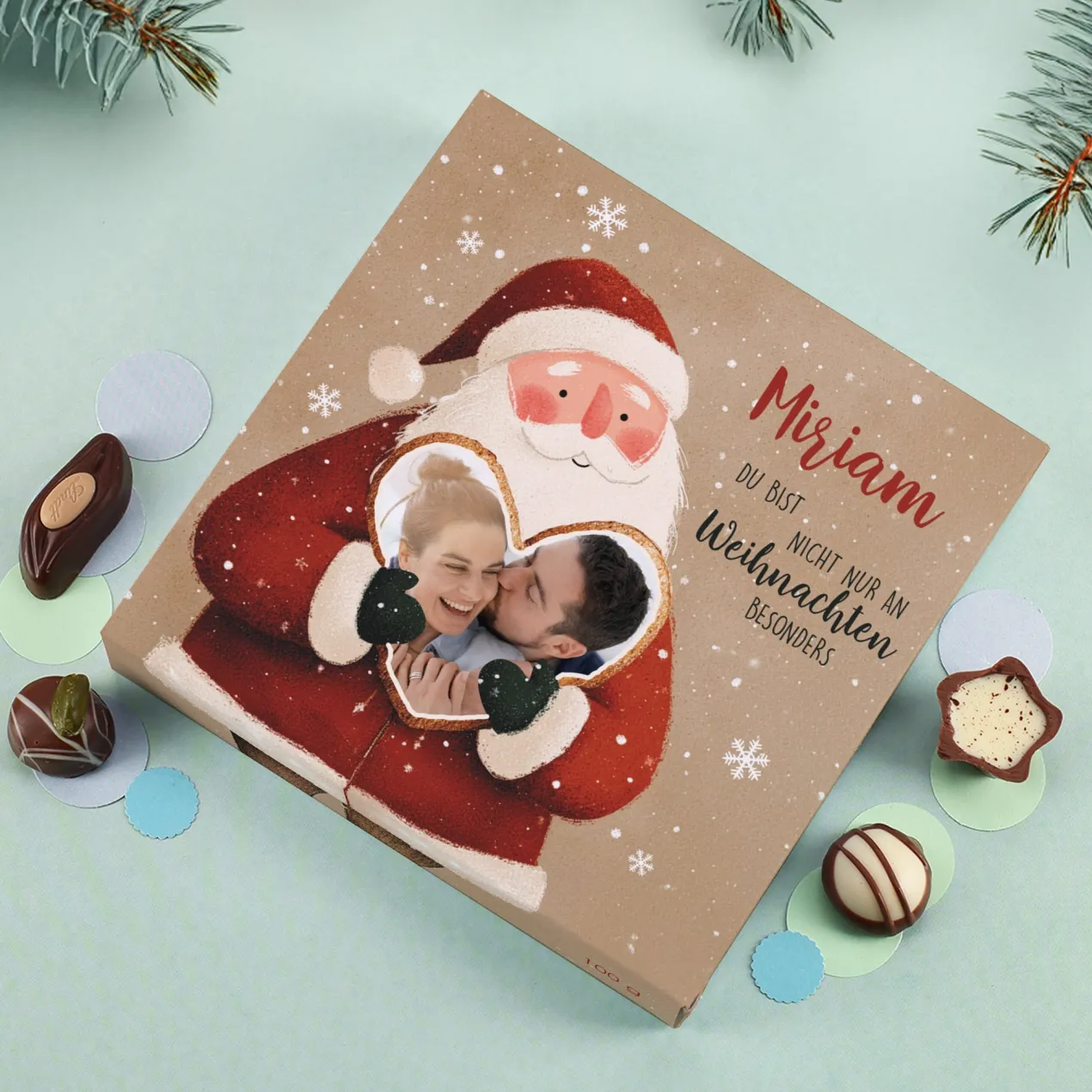 Lindt Pralinen mit Weihnachtsmann-Motiv personalisiert mit Foto & Name | Geschenk zu Weihnachten