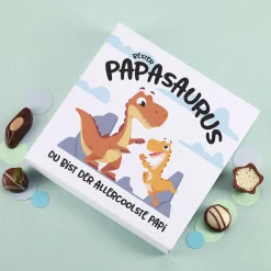 Lindt Pralinen personalisiert mit Wunschtext als Geschenk zum Vatertag für Papa | Bester Papasaurus