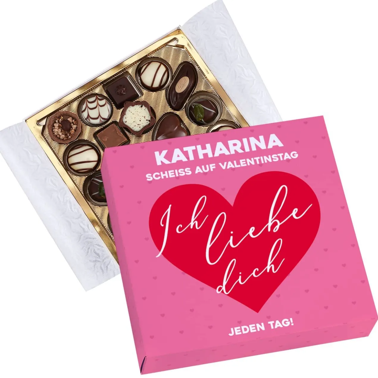 Lindt Pralinen - Scheiß auf Valentinstag... mit Name & Farbauswahl