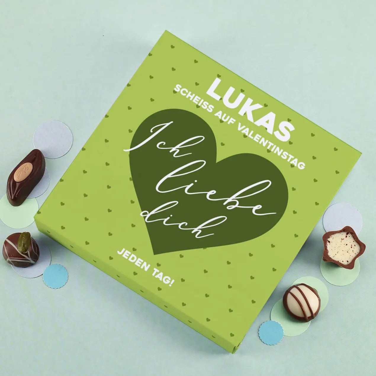 Lindt Pralinen - Scheiß auf Valentinstag... mit Name & Farbauswahl