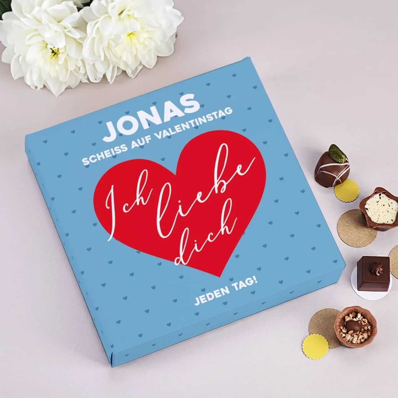 Lindt Pralinen - Scheiß auf Valentinstag... mit Name & Farbauswahl