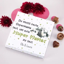 Lindt Pralinen 'Super Mama' personalisiert mit Wunschtext & Panda Motiv | Geschenk zum Muttertag