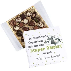 Lindt Pralinen 'Super Mama' personalisiert mit Wunschtext & Panda Motiv | Geschenk zum Muttertag