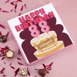 Lindt Pralinen zum Geburtstag mit Name und Alter in zwei Farbvarianten