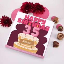 Lindt Pralinen zum Geburtstag mit Name und Alter in zwei Farbvarianten