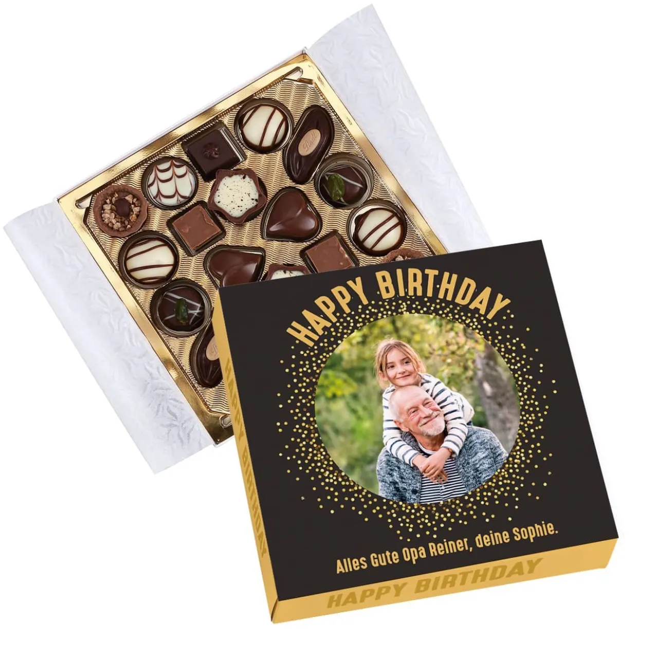 Lindt Pralinen zum Geburtstag mit Foto und Wunschtext
