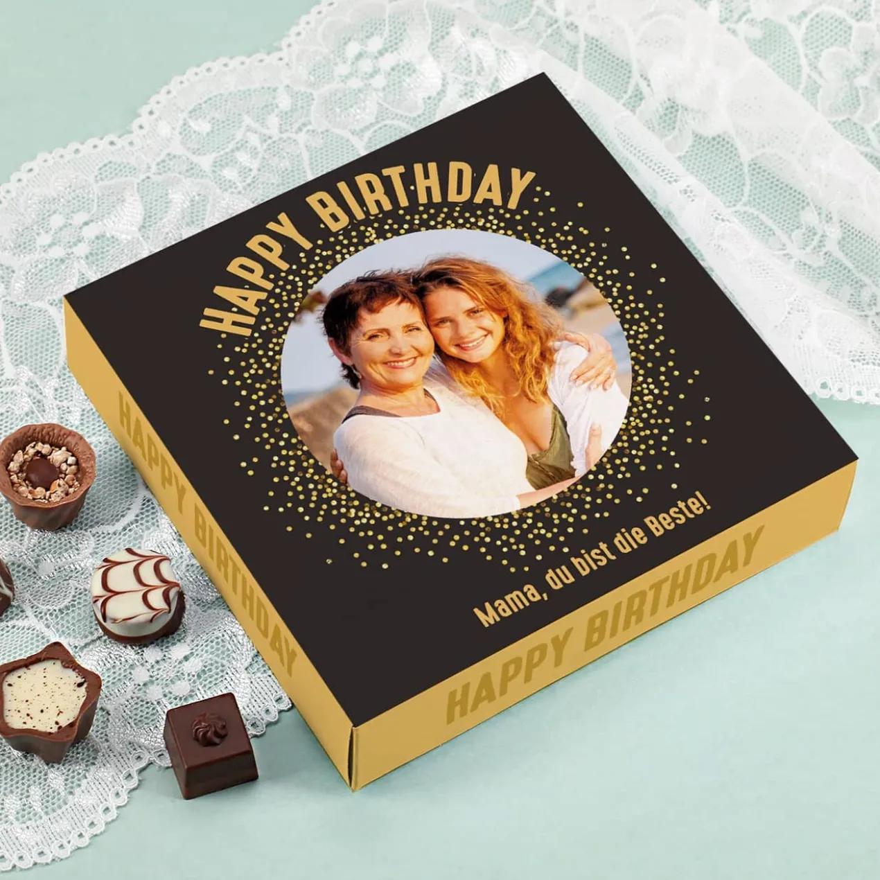 Lindt Pralinen zum Geburtstag mit Foto und Wunschtext