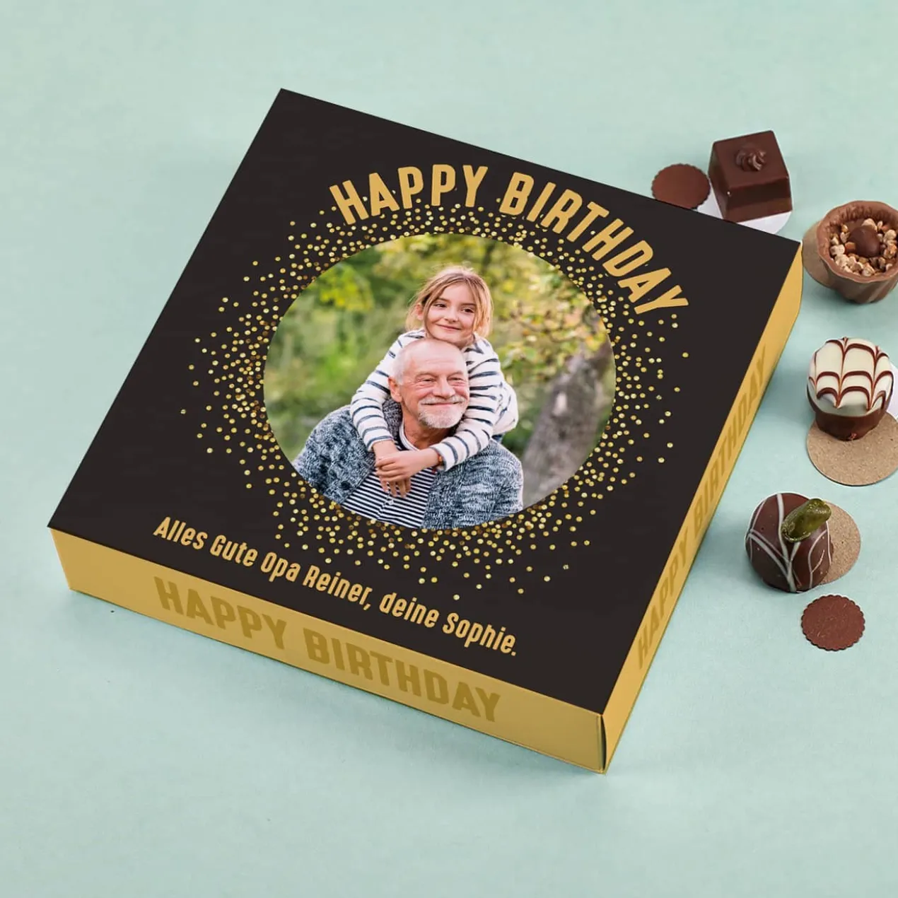 Lindt Pralinen zum Geburtstag mit Foto und Wunschtext