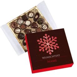 Lindt-Pralinen zu Weihnachten mit Schneekristall und Ihrem Wunschtext, 100 g