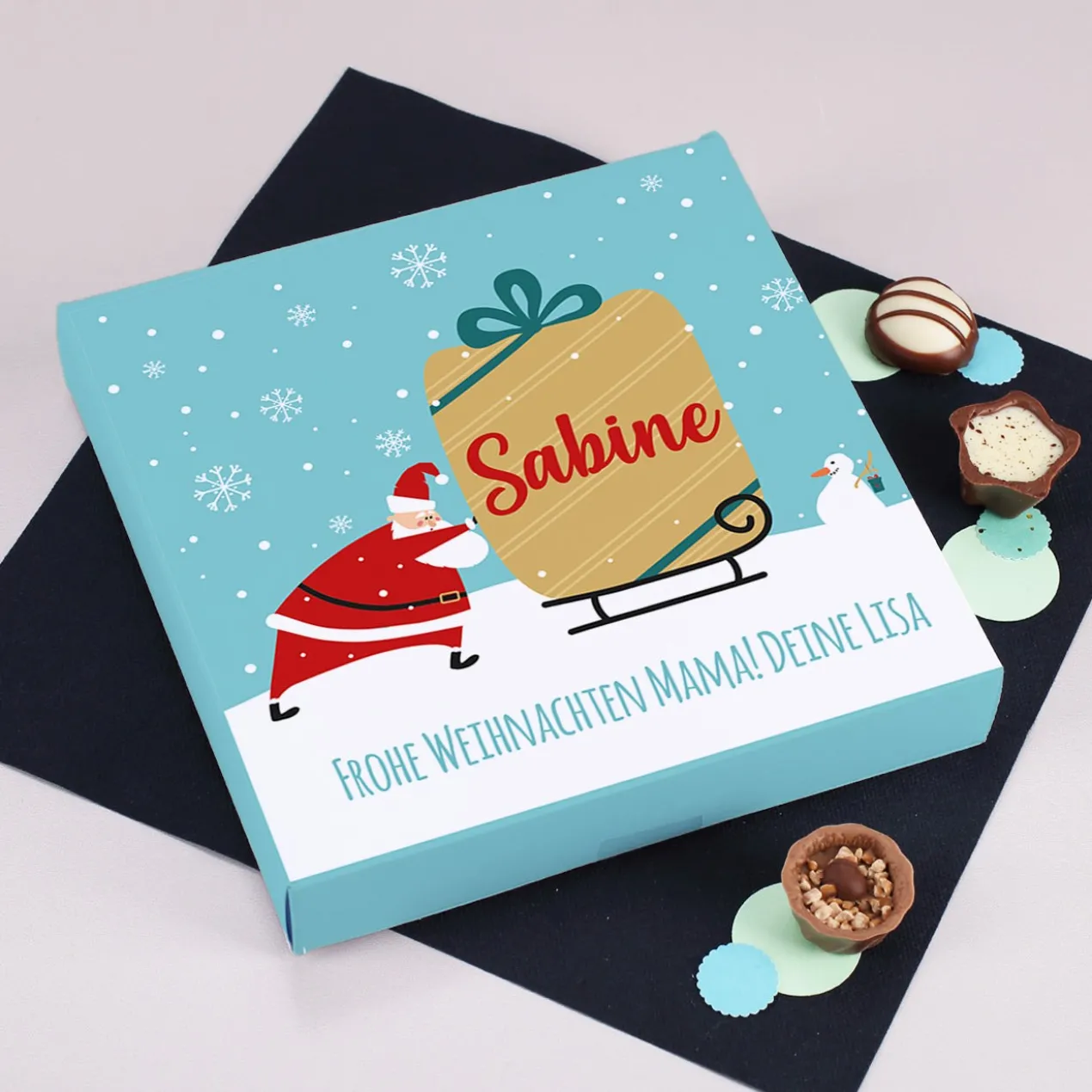 Lindt-Pralinen zu Weihnachten mit Ihrem Wunschtext, 100 g