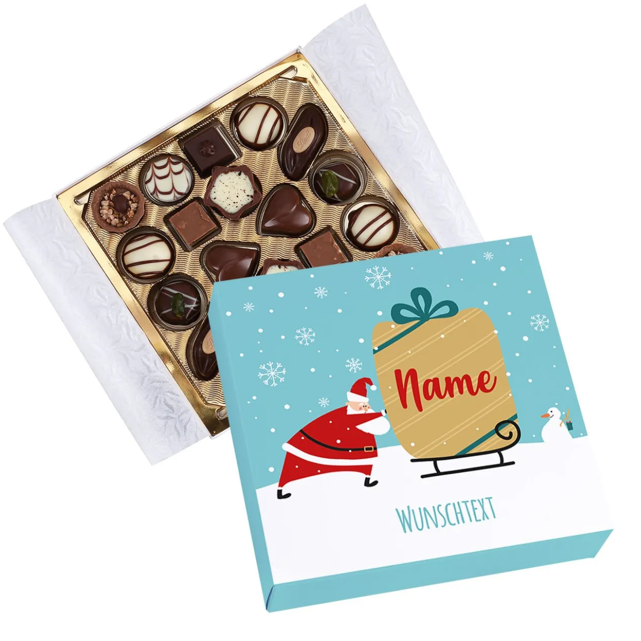 Lindt-Pralinen zu Weihnachten mit Ihrem Wunschtext, 100 g