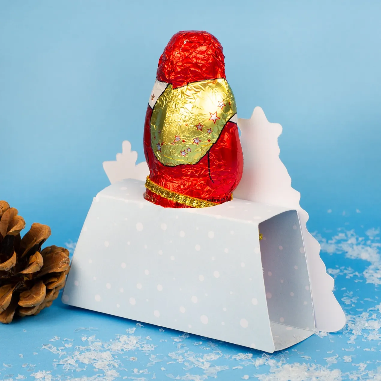Lindt Schokoladenweihnachtsmann 70g mit personalisierter Verpackung zu Weihnachten | Rentier-Motiv