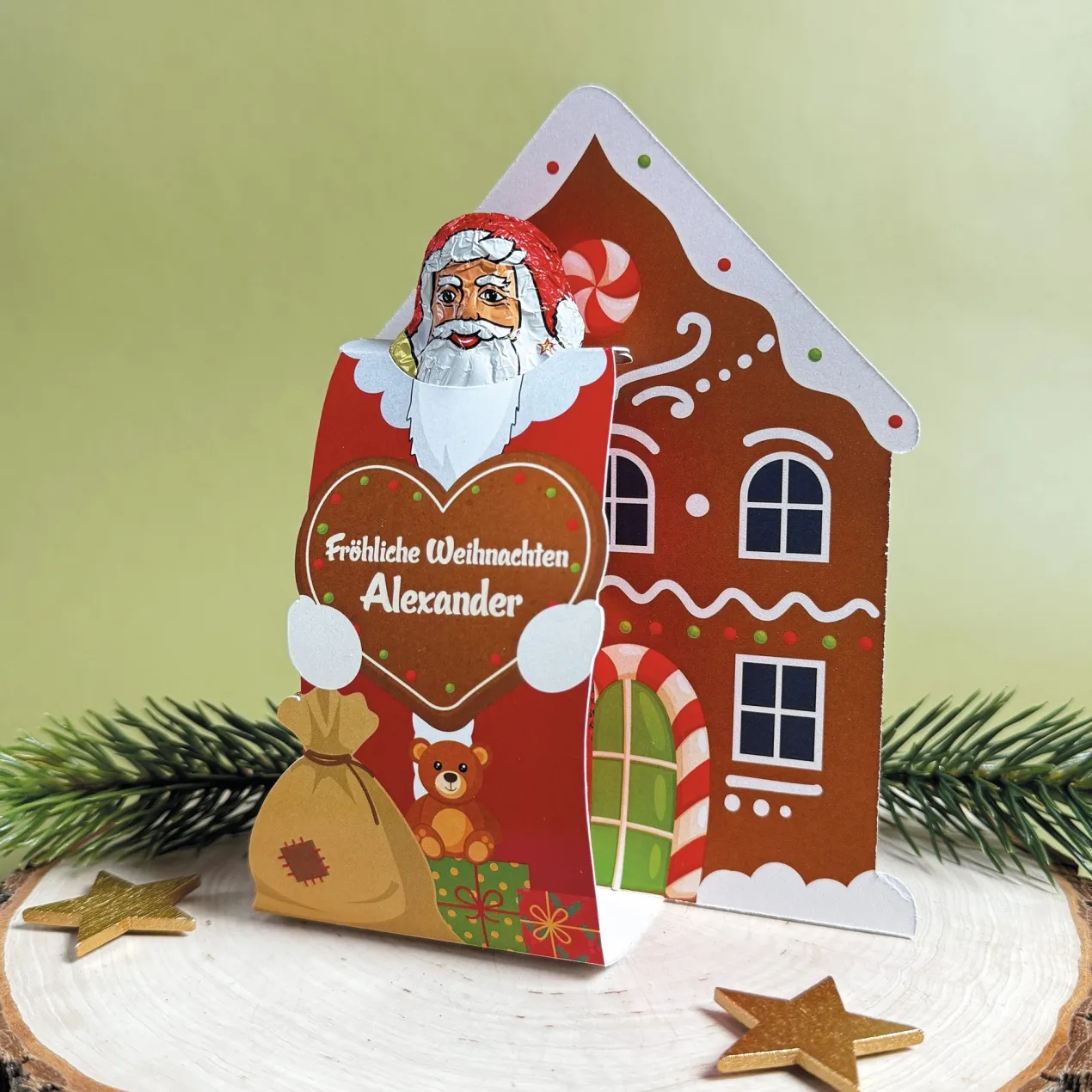 Lindt Schoko-Weihnachtsmann in personalisierter Verpackung | Süßer Weihnachtsgruß mit Name