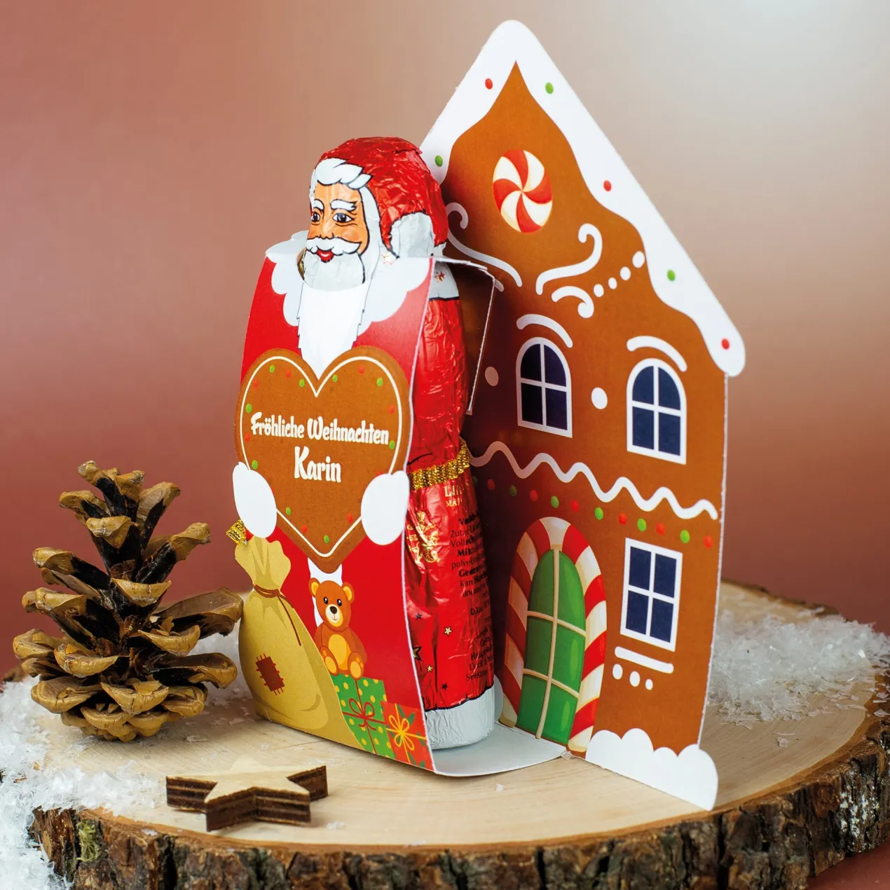 Lindt Schoko-Weihnachtsmann in personalisierter Verpackung | Süßer Weihnachtsgruß mit Name