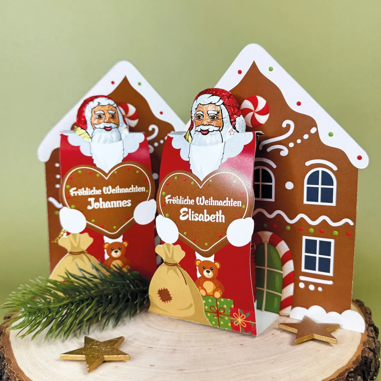 Lindt Schoko-Weihnachtsmann in personalisierter Verpackung | Süßer Weihnachtsgruß mit Name