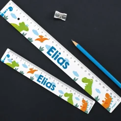Lineal mit Dinosaurier Motiv und Namensaufdruck