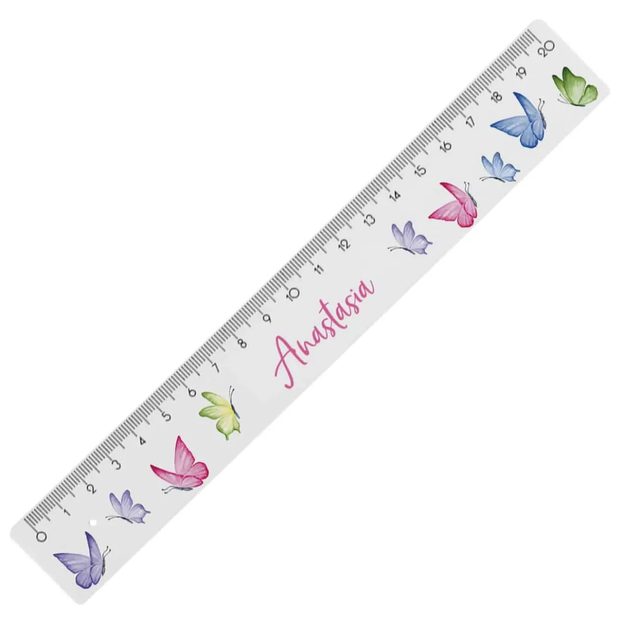 Lineal mit Watercolor Schmetterlingen und Namensaufdruck