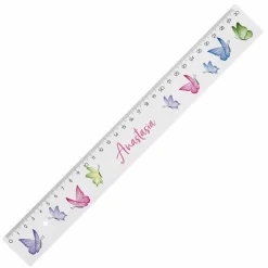 Lineal mit Watercolor Schmetterlingen und Namensaufdruck
