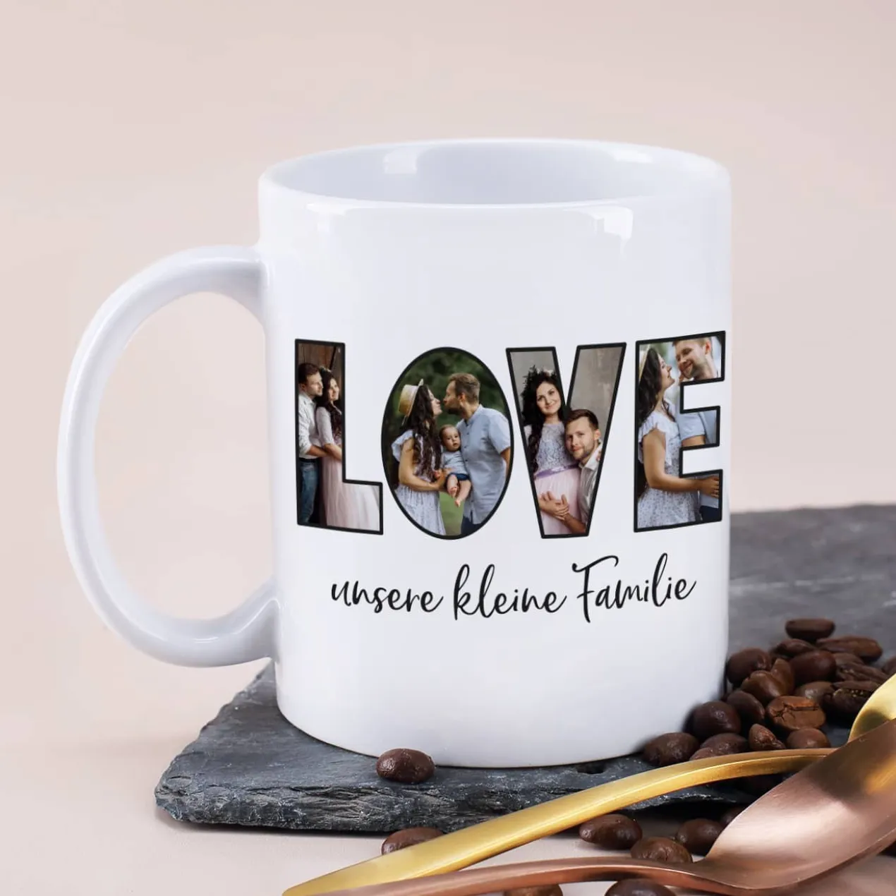 LOVE Fototasse mit Ihrem Wunschtext