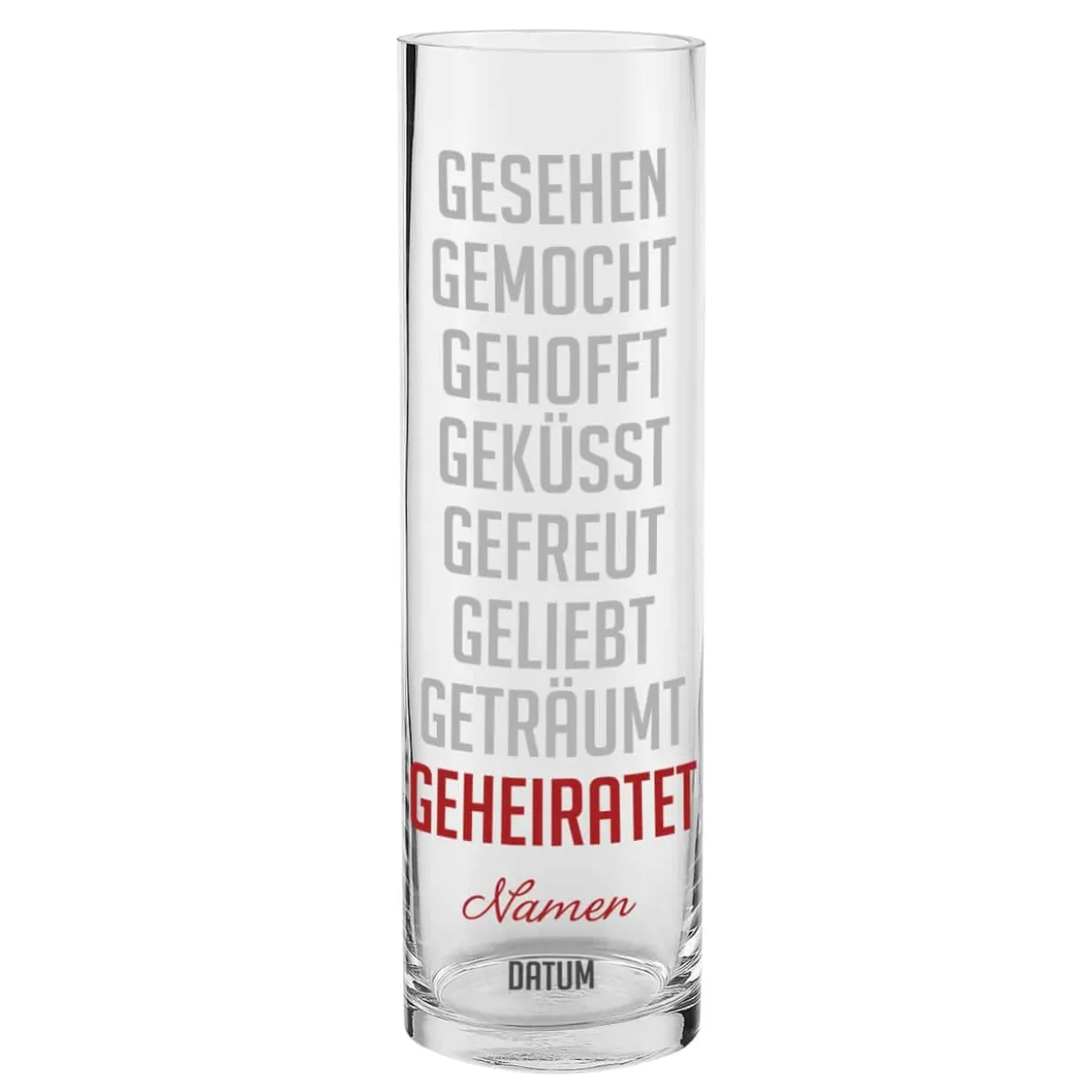 Lovestory Vase mit Ihren Namen und Datum