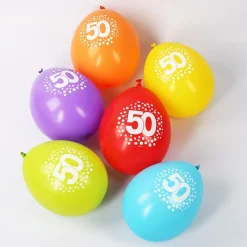 8 Luftballons zum 50. Geburtstag mit Punkten - bunt gemischt