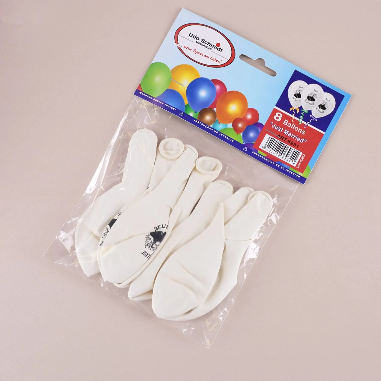 8 Luftballons zur Hochzeit - Just Married