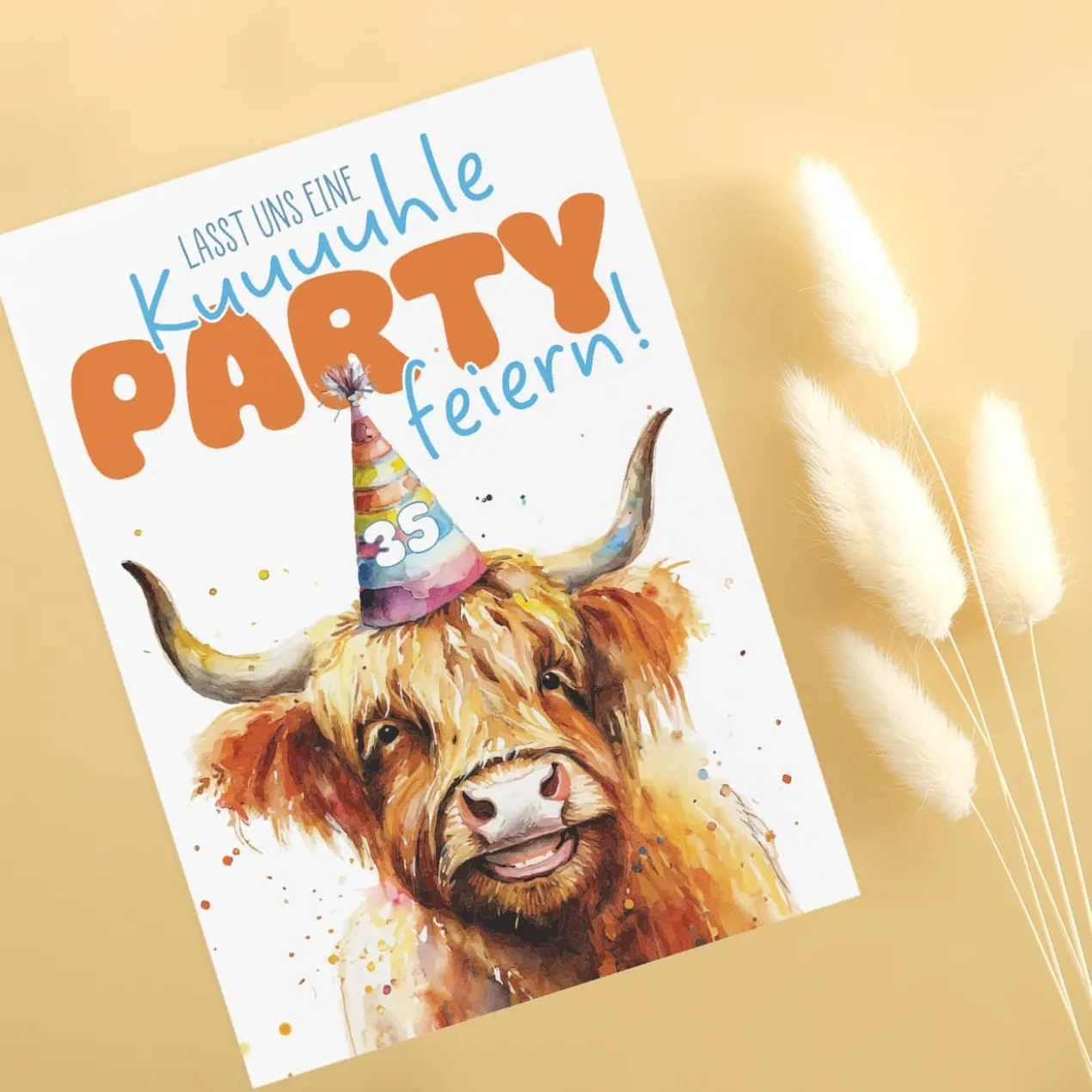 Lustige Einladung zur kuuuuhlen Party - Geburtstagseinladung mit Ihrem Wunschtext