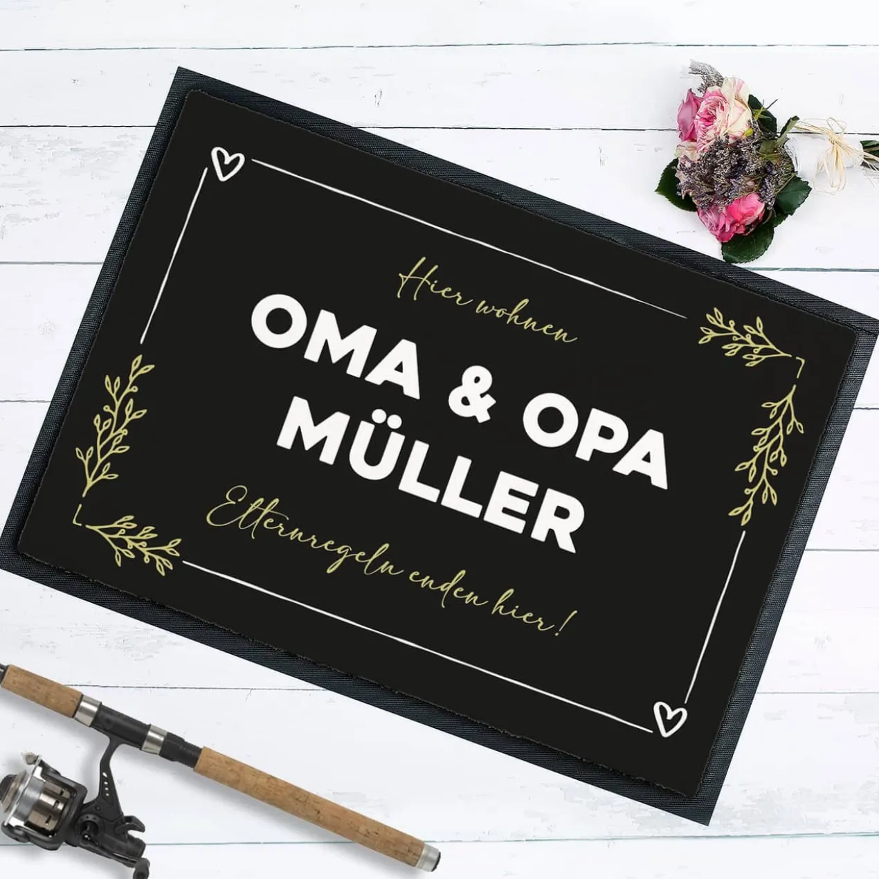 Lustige Oma Opa Fußmatte - Elternregeln enden hier - personalisierbar