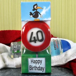 lustiges Geburtstagsgeschenk - Badset Verkehrszeichen zum 40. Geburtstag