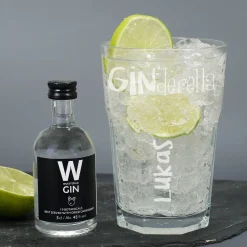 Lustiges Ginderella Geschenkset mit Wüstefeld Gin und Glas