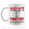 Lustige Tasse 'Alles Gute für deinen neuen Job, Verräter!' | Abschiedsgeschenk für Kollegen