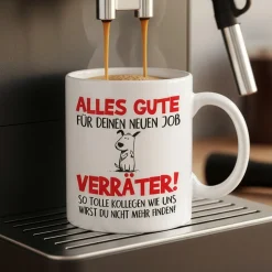 Lustige Tasse 'Alles Gute für deinen neuen Job, Verräter!' | Abschiedsgeschenk für Kollegen