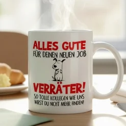 Lustige Tasse 'Alles Gute für deinen neuen Job, Verräter!' | Abschiedsgeschenk für Kollegen