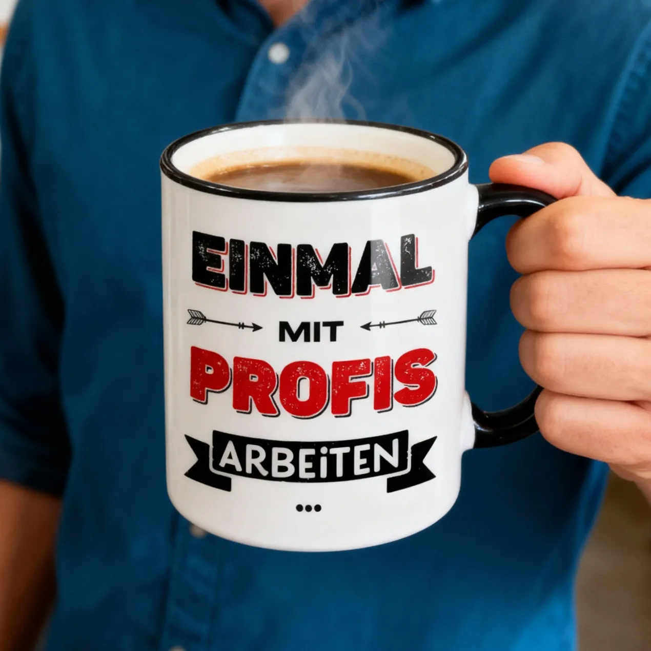 Lustige Tasse für Kollegen mit Spruch 'Einmal mit Profis arbeiten' | Keramiktasse 300 ml