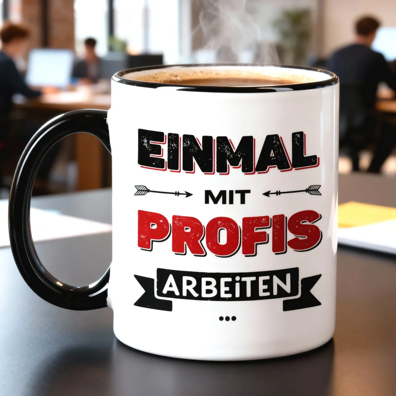 Lustige Tasse für Kollegen mit Spruch 'Einmal mit Profis arbeiten' | Keramiktasse 300 ml