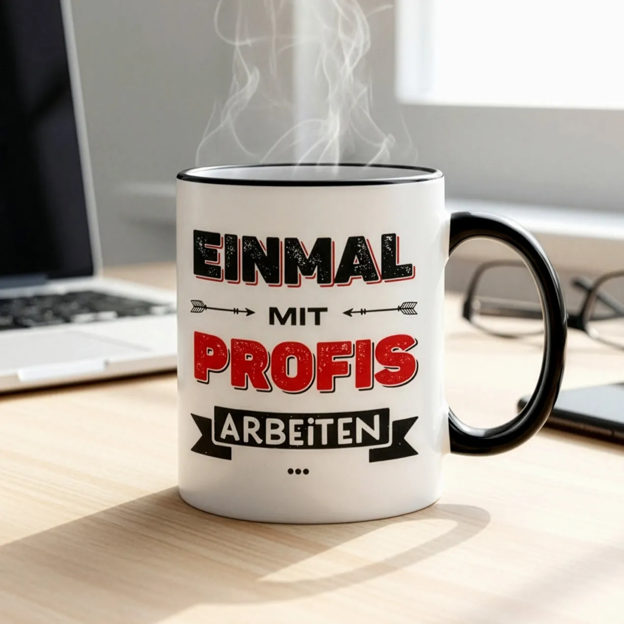 Lustige Tasse für Kollegen mit Spruch 'Einmal mit Profis arbeiten' | Keramiktasse 300 ml