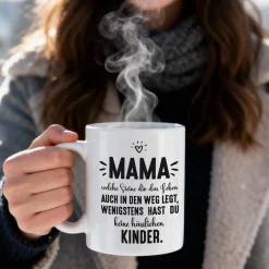 Lustige Tasse 'Mama - wenigstens keine hässlichen Kinder' für Mütter zum Muttertag & Geburtstag