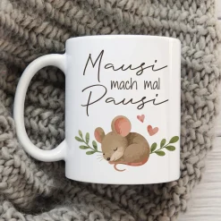 Lustige Tasse 'Mausi mach mal Pausi' mit Maus Motiv | Kaffeetasse als Geschenk für Frauen & Kollegin