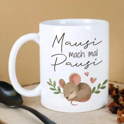 Lustige Tasse 'Mausi mach mal Pausi' mit Maus Motiv | Kaffeetasse als Geschenk für Frauen & Kollegin
