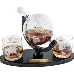Luxus Dekantierset für Weltenbummler | Dekanter Set für Whisky, Rum & andere hochwertige Spirituosen