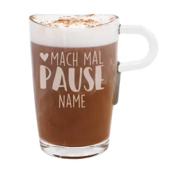 Mach mal Pause - großes Trinkglas mit Namensgravur