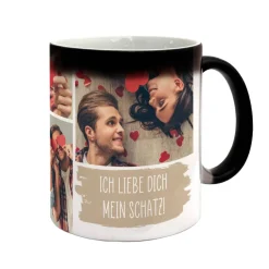 Magic Tasse mit 4 Fotos und Wunschtext
