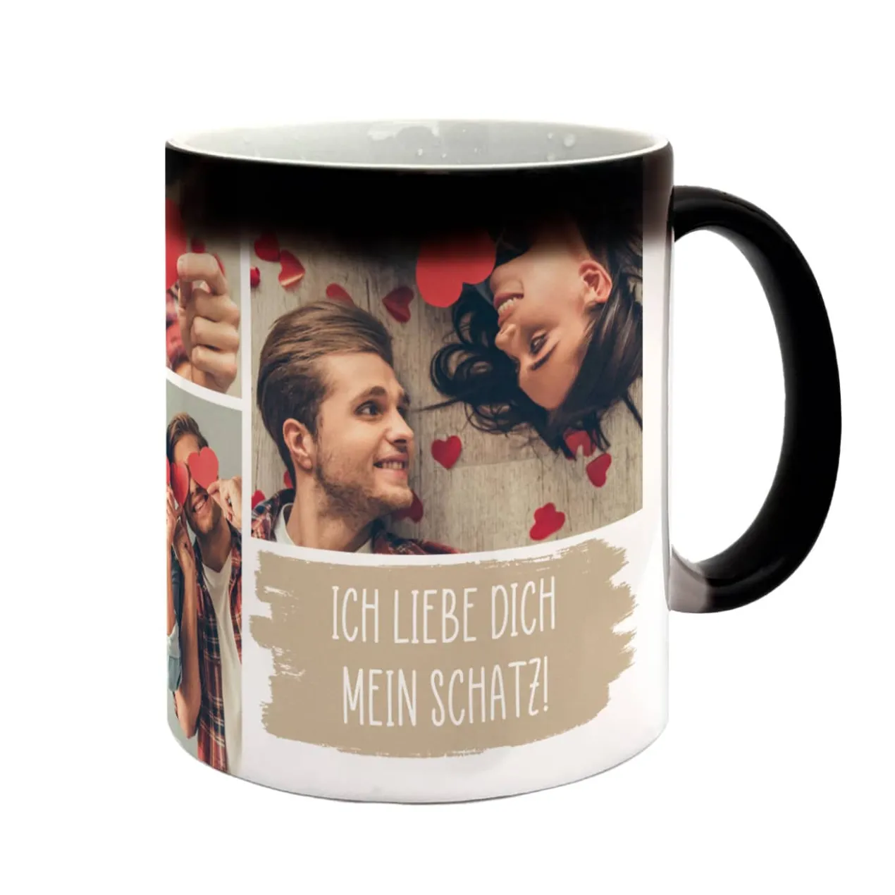 Magic Tasse mit 4 Fotos und Wunschtext
